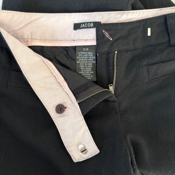 Jacob Size 5/6 Wool Pants Cropped Cuff Business Chic Officewear Teacher Black - Picture 6 of 11